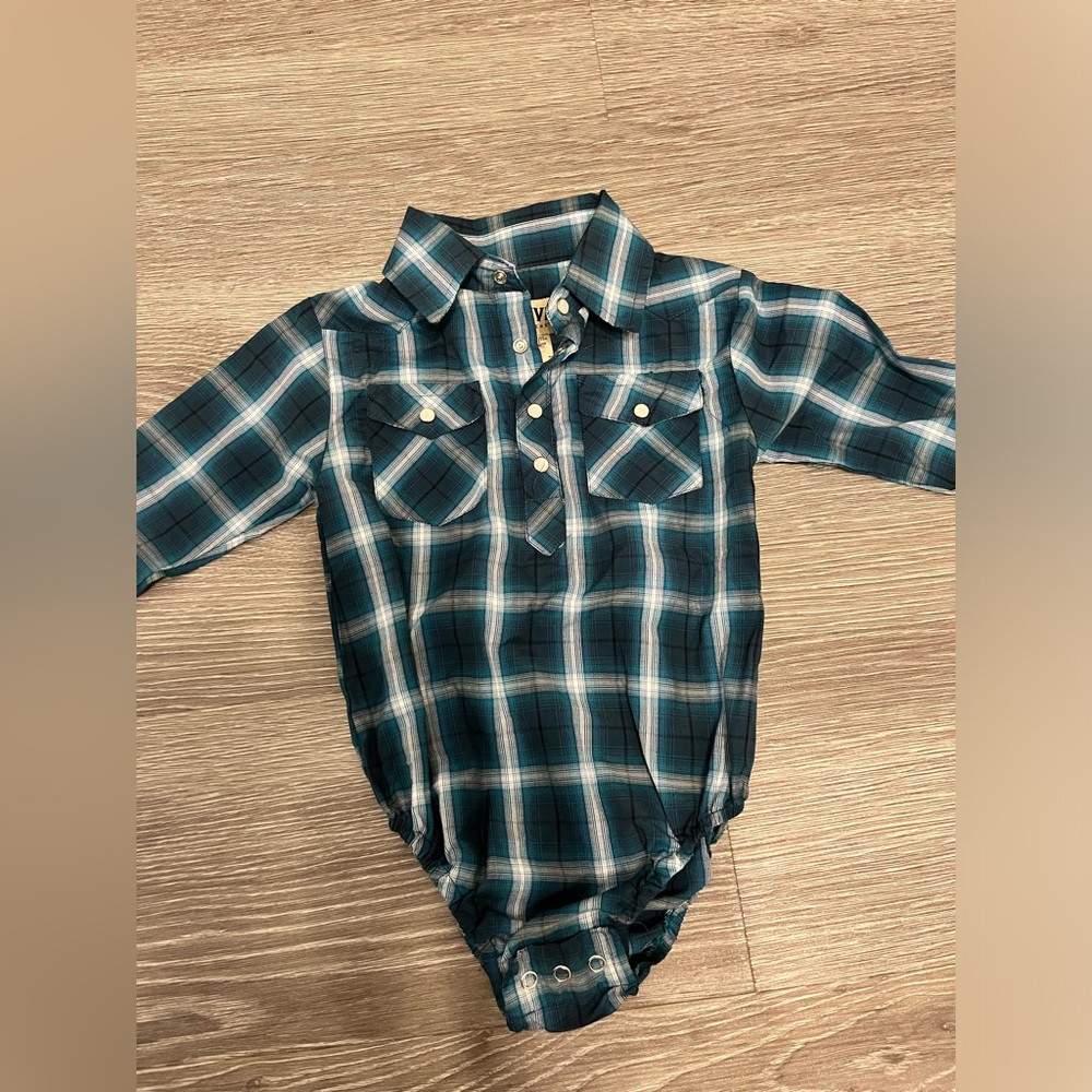 Baby Pearl Snap Flannel Onesie